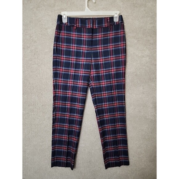 Talbots Hampshire Ankle Pants Womens 4 Merry Tartan Plaid Wool Blend Stretch - Picture 3 of 10